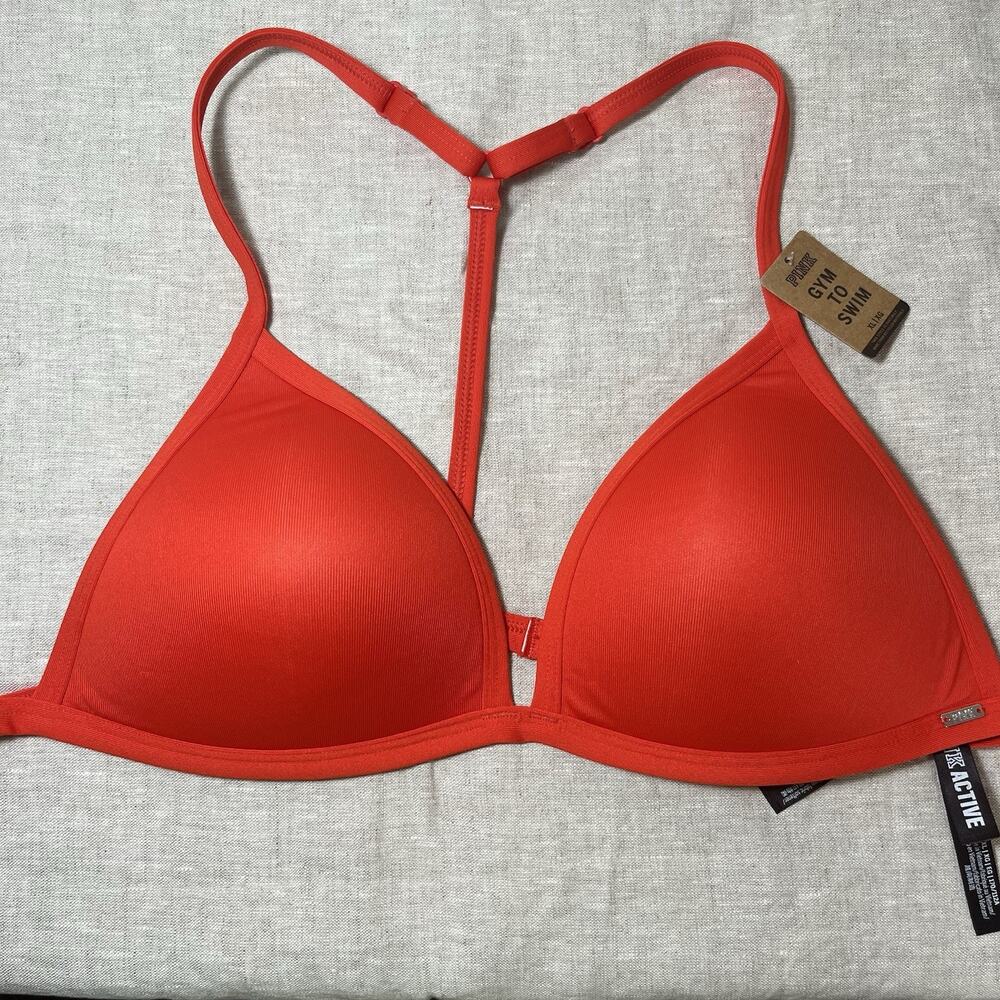 NWT Victoria's Secret‎ PINK Gym Swim Ultimate Push Up Racerback Red Top XL Bra